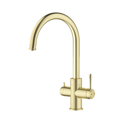 BELLA VISTA MICA HERITAGE LEAD FREE 3-WAY FILTER SINK MIXER 380MM FRENCH GOLD