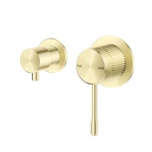 BELLA VISTA MICA FLUTED SHOWER MIXER DIVERTER SIDEWAYS 151MM FRENCH GOLD