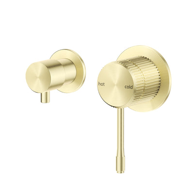 BELLA VISTA MICA FLUTED SHOWER MIXER DIVERTER SIDEWAYS 151MM FRENCH GOLD