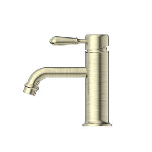 NERO YORK STRAIGHT BASIN MIXER WITH METAL LEVER  170MM AGED BRASS