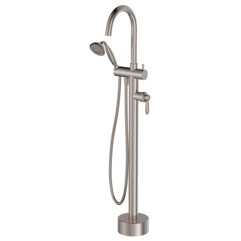 FIENZA ELEANOR FLOOR STANDING BATH MIXER WITH HAND SHOWER BRUSHED NICKEL