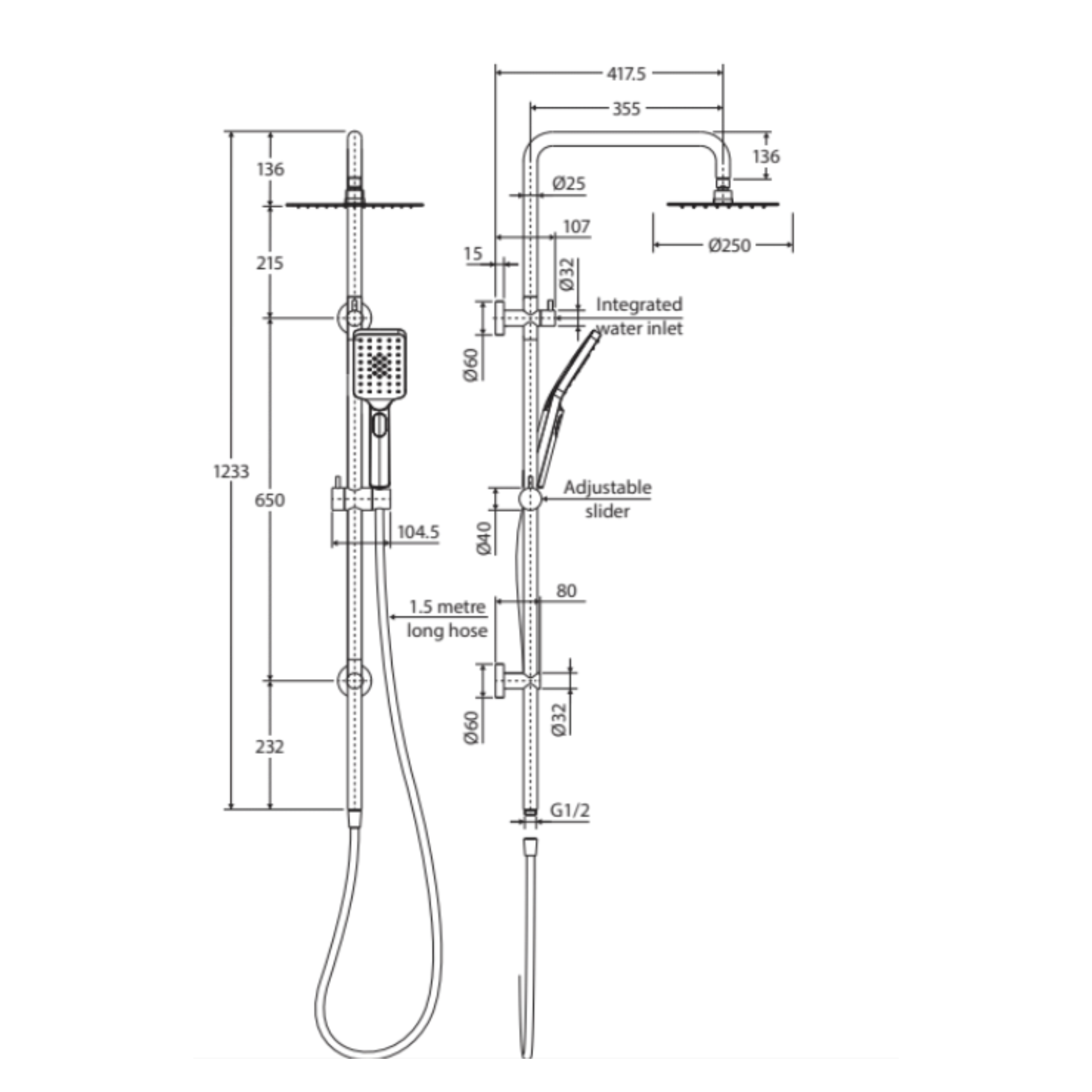 FIENZA TONO TWIN SHOWER URBAN BRASS
