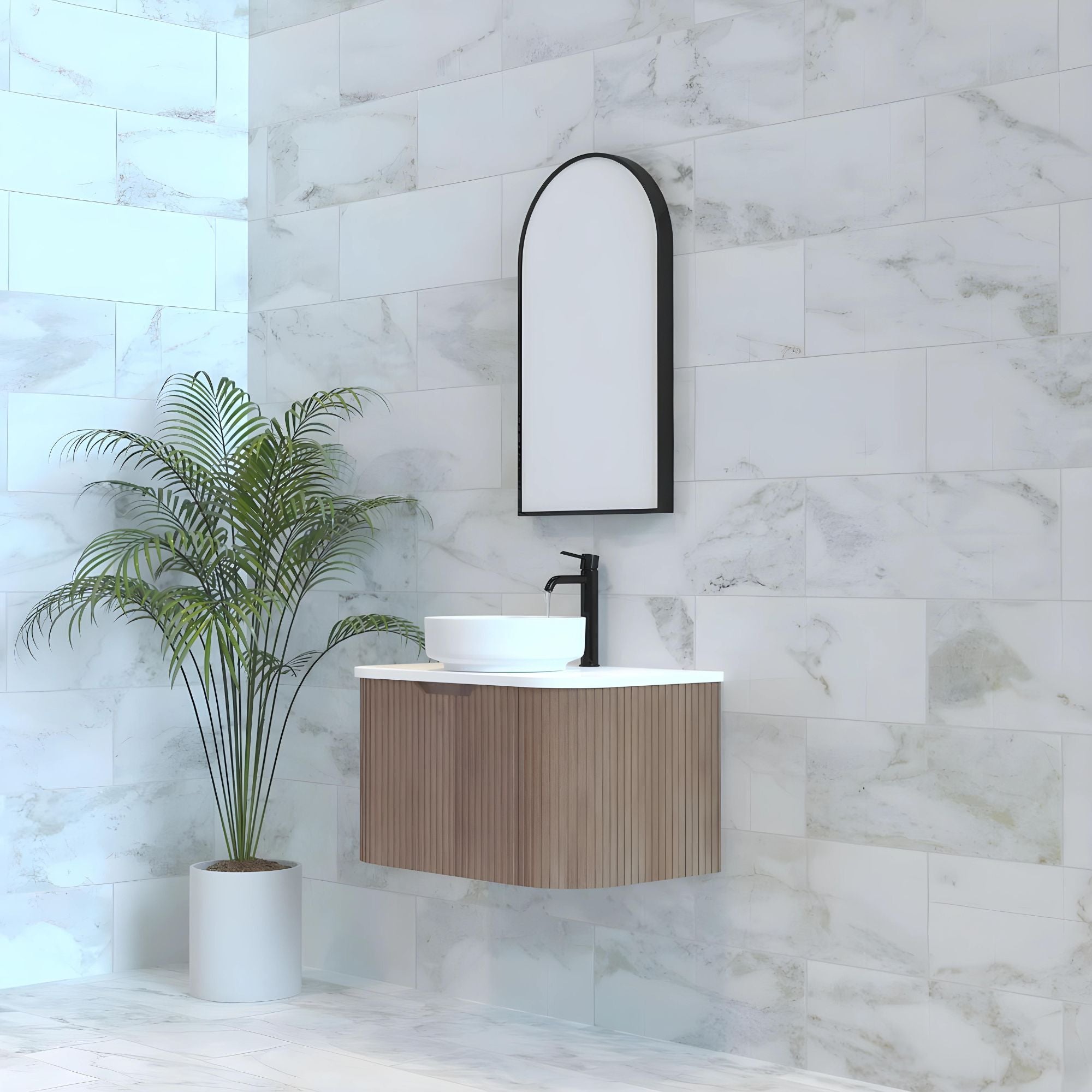 RIVA BERGEN SOLID TIMBER 750MM SINGLE BOWL WALL HUNG VANITY