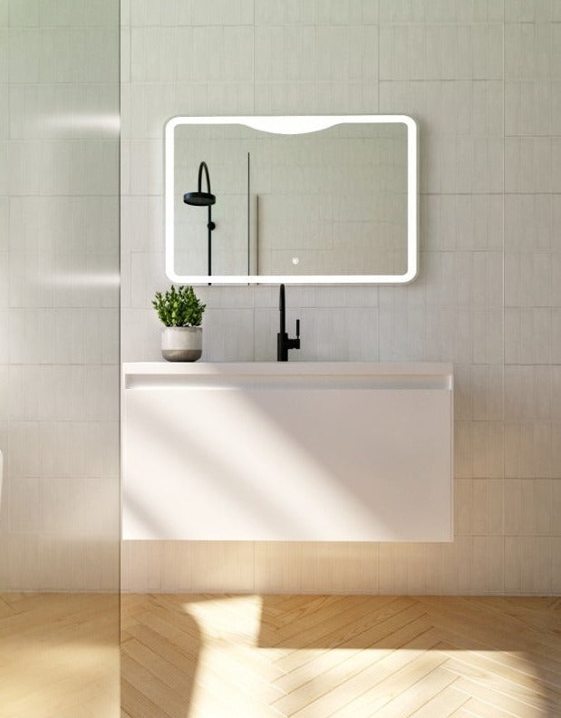 BEL BAGNO PRADO GLOSS WHITE 1200MM SINGLE BOWL WALL HUNG VANITY AND BASIN