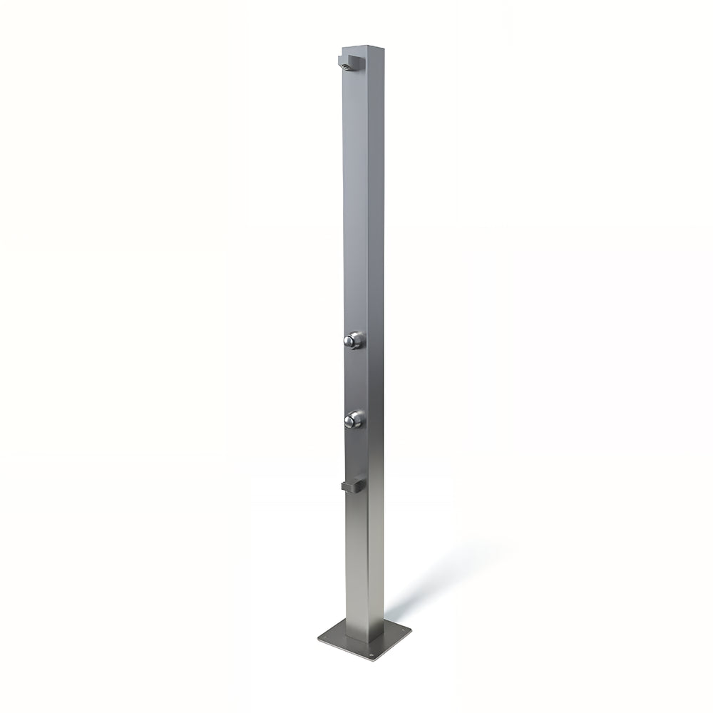 RAINWARE BEACH SOLO FREESTANDING OUTDOOR TIME FLOW SINGLE SHOWER AND FOOTWASH STAINLESS STEEL