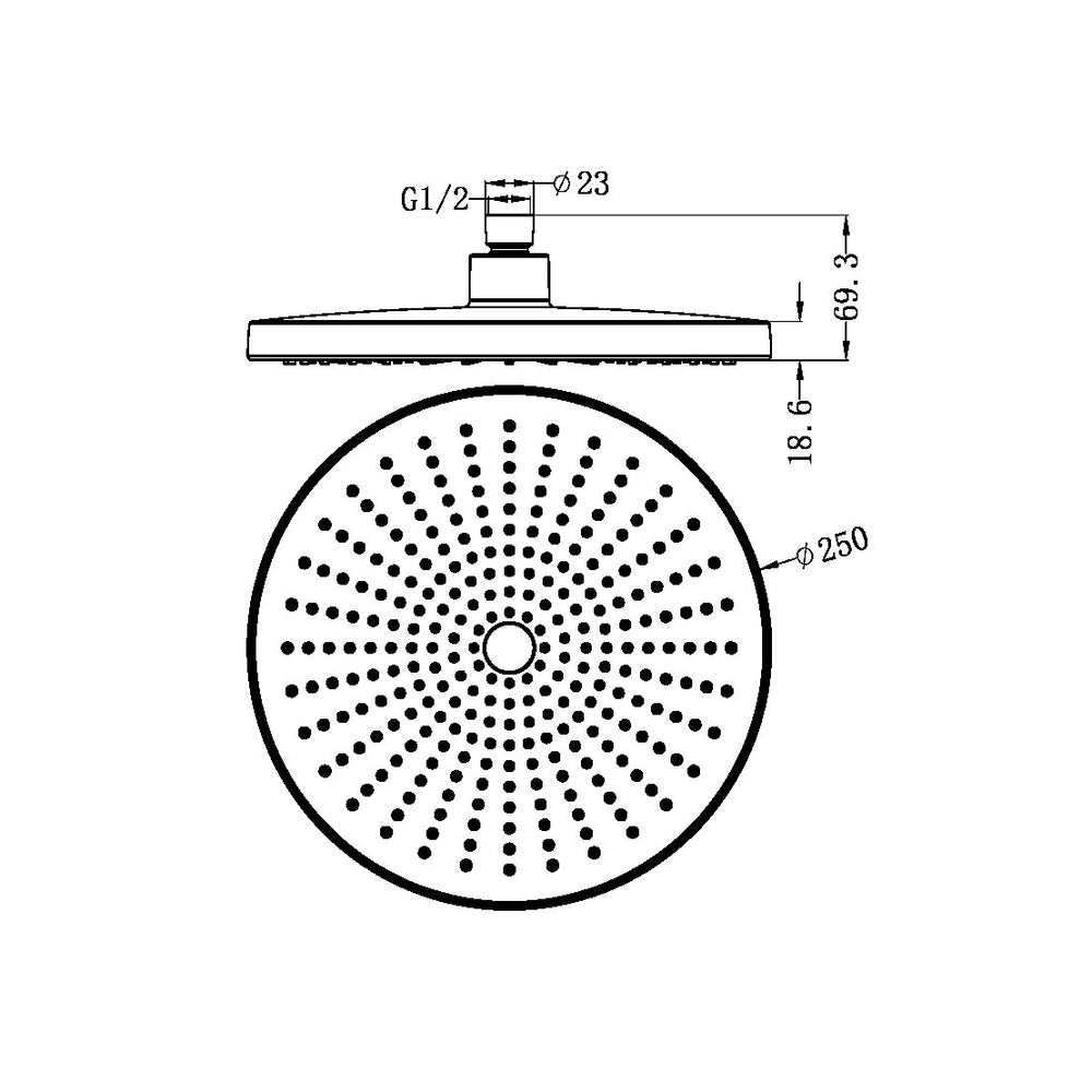 NERO OPAL ROUND SHOWER HEAD 250MM GUN METAL