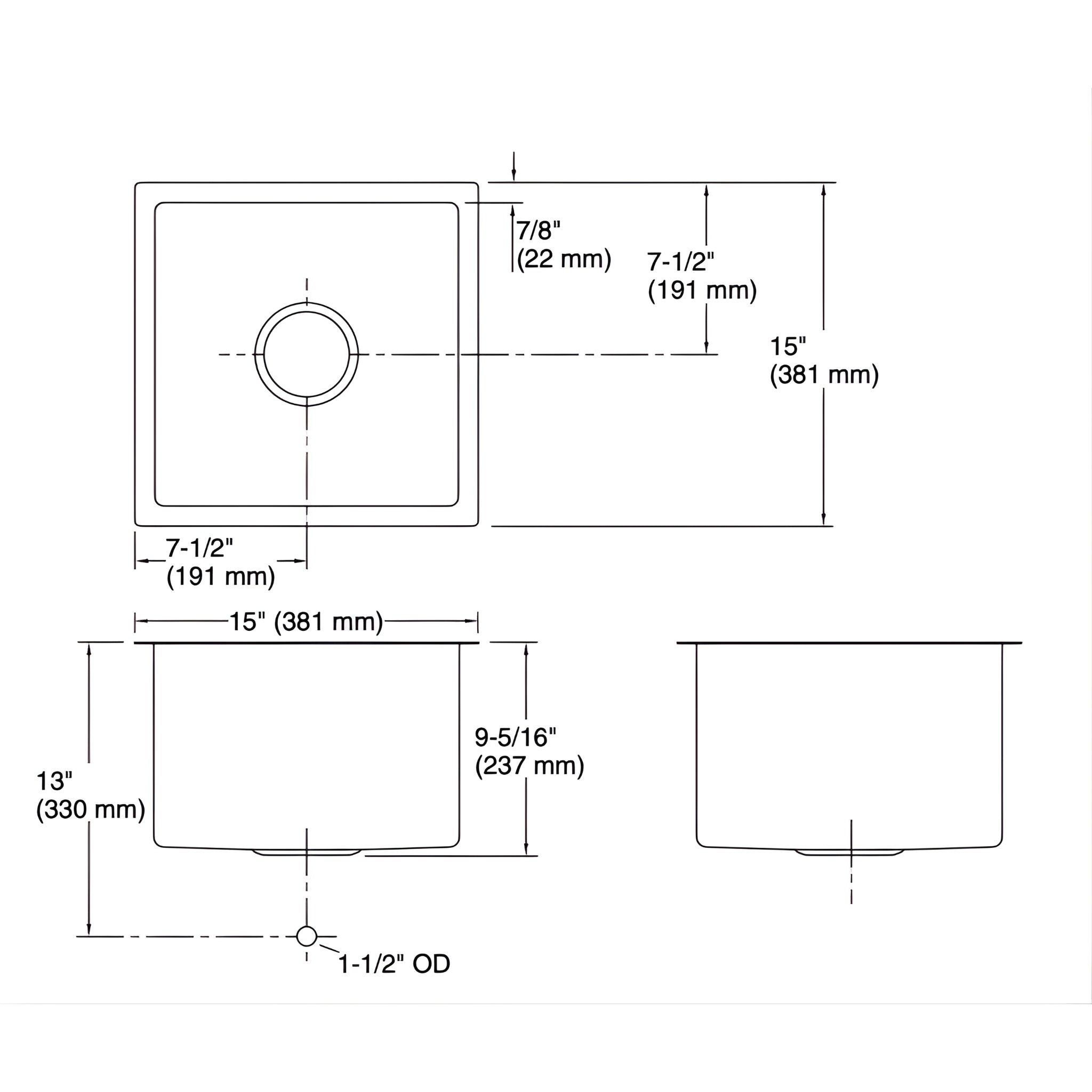 KOHLER STRIVE UNDERMOUNT KITCHEN SINK STAINLESS STEEL 381MM