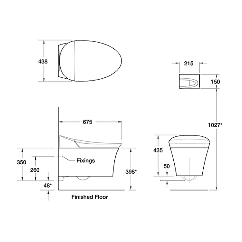 KOHLER VEIL INTELLIGENT RIMLESS WALL HUNG TOILET W/ REMOTE BIDET ELONGATED GLOSS WHITE