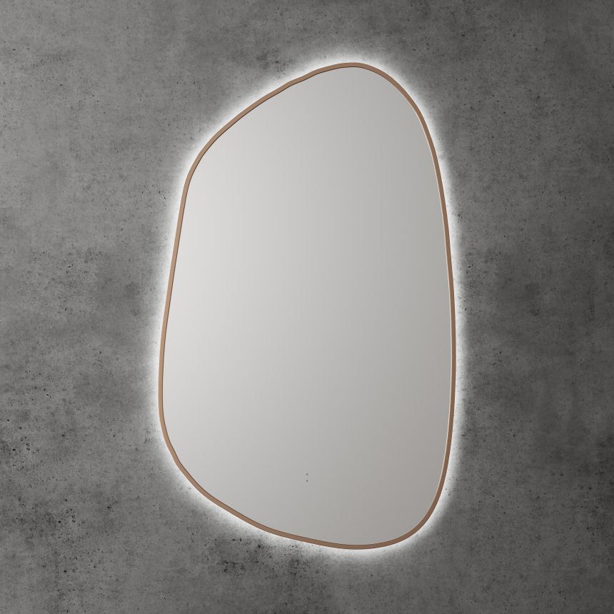 AULIC TARCOOLA ASYMMETRICAL FRAMED LED MIRROR 3 COLOUR LIGHTS BRUSHED BRONZE 550X900MM