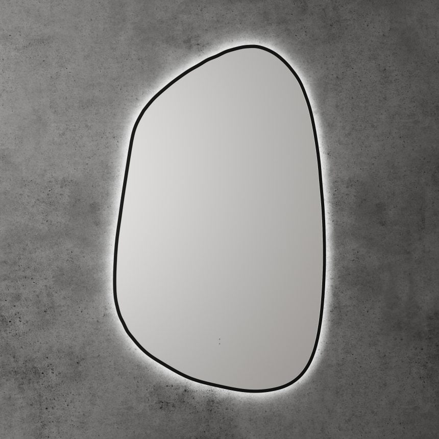 AULIC TARCOOLA ASYMMETRICAL FRAMED LED MIRROR 3 COLOUR LIGHTS MATTE BLACK 550X900MM