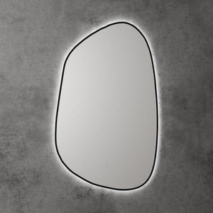 AULIC TARCOOLA ASYMMETRICAL FRAMED LED MIRROR 3 COLOUR LIGHTS MATTE BLACK 550X900MM