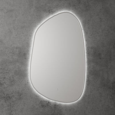 AULIC TARCOOLA ASYMMETRICAL FRAMED LED MIRROR 3 COLOUR LIGHTS BRUSHED NICKEL 550X900MM