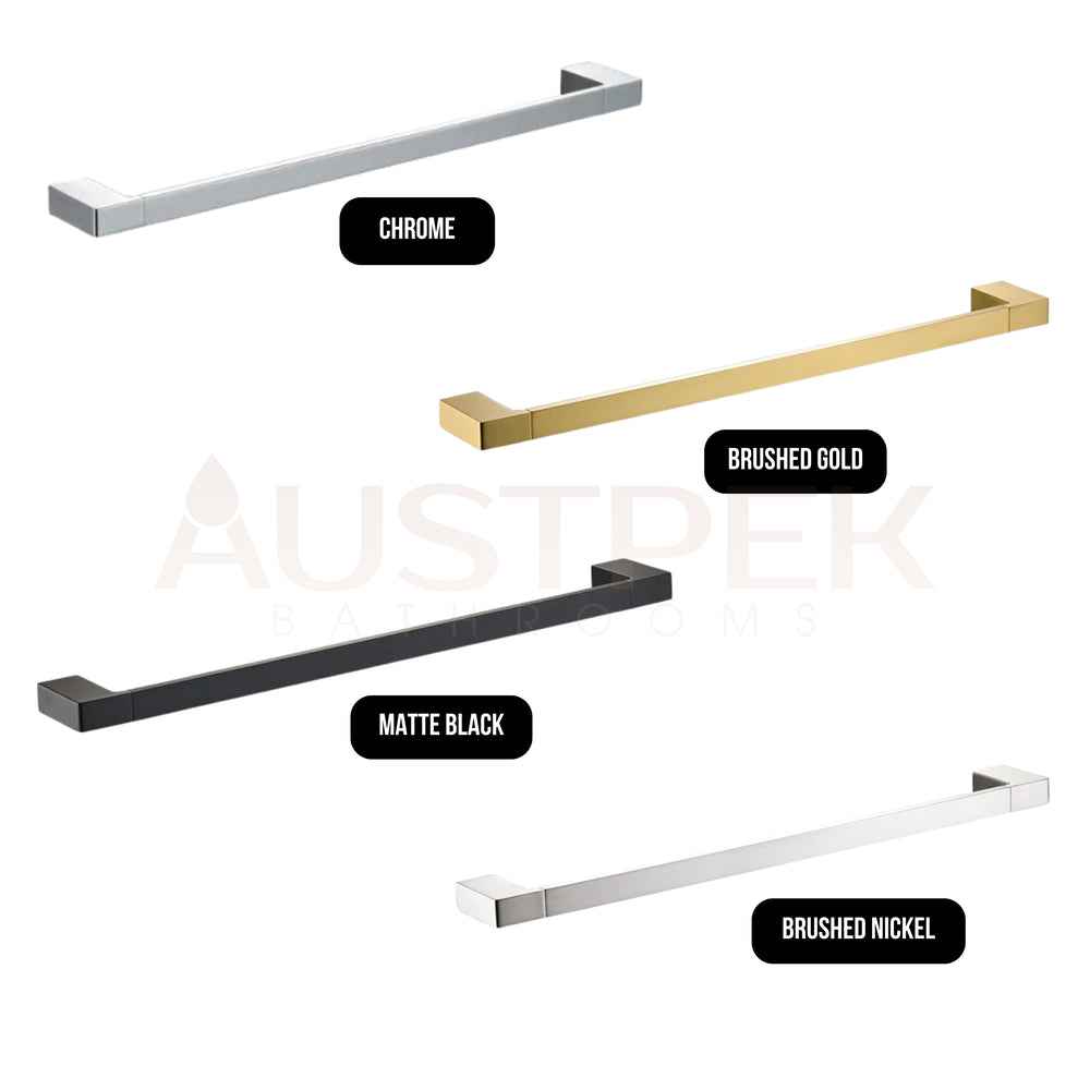 IKON CERAM SINGLE NON-HEATED TOWEL RAIL BRUSHED NICKEL 600MM AND 800MM