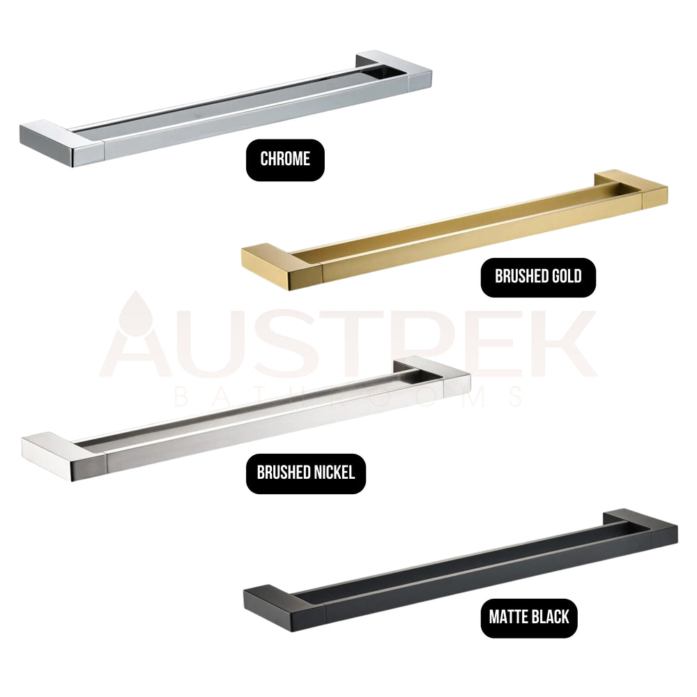 IKON CERAM DOUBLE NON-HEATED TOWEL RAIL BRUSHED GOLD 600 AND 800MM