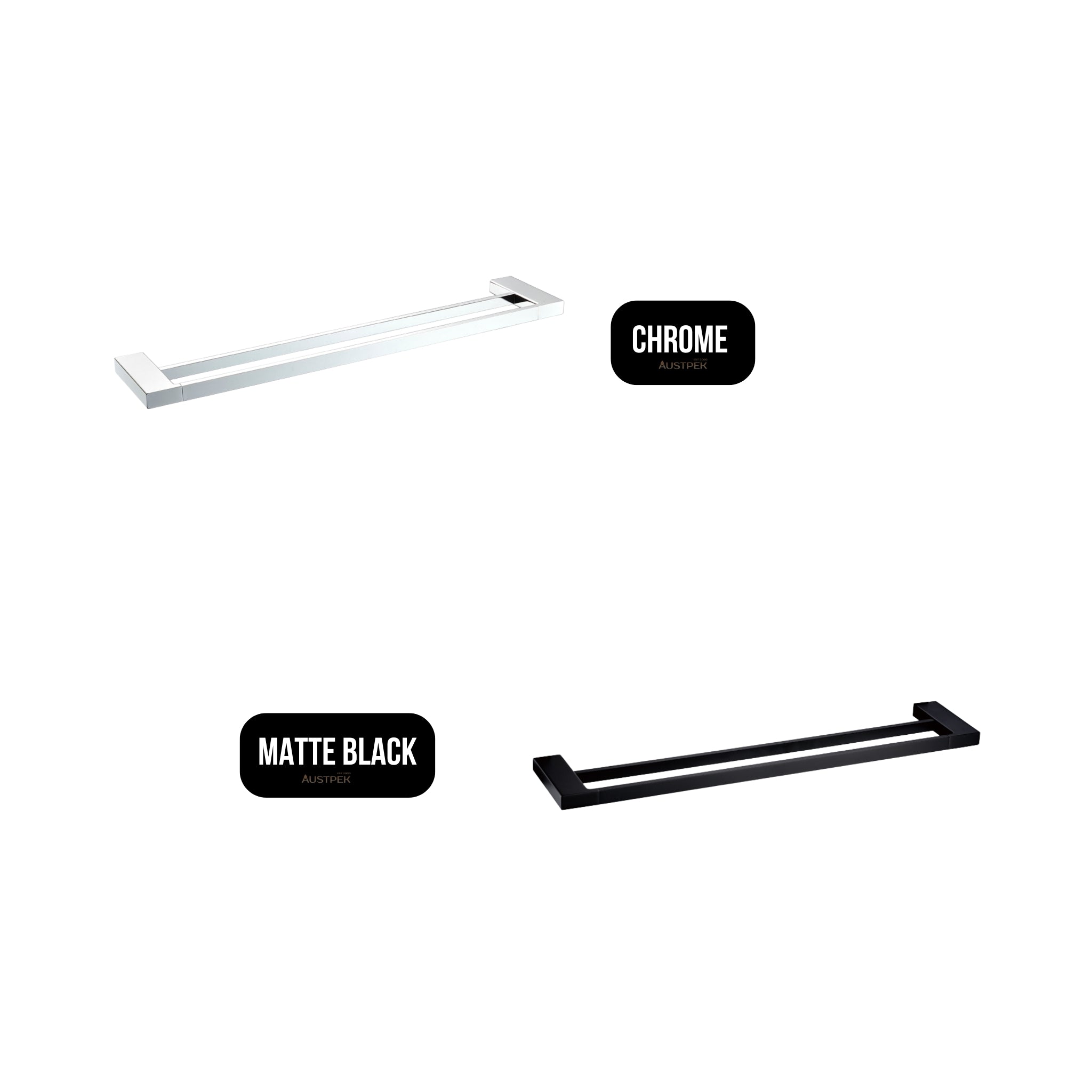 IKON EDEN DOUBLE TOWEL RAIL 800MM CHROME
