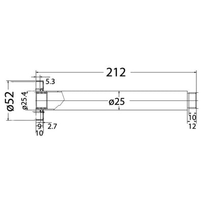 IKON ROUND VERTICAL SHOWER ARM 200MM CHROME