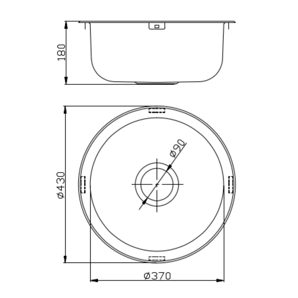 IKON ROUND SINK STAINLESS STEEL 430MM