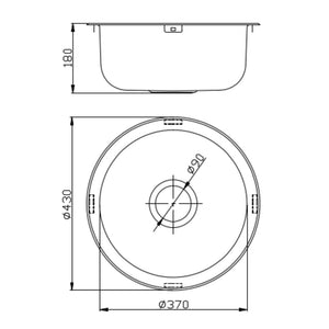 IKON ROUND SINK STAINLESS STEEL 430MM