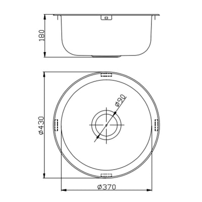 IKON ROUND SINK STAINLESS STEEL 430MM