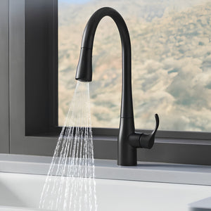 KOHLER SIMPLICE PULL-DOWN KITCHEN MIXER 406MM MATTE BLACK