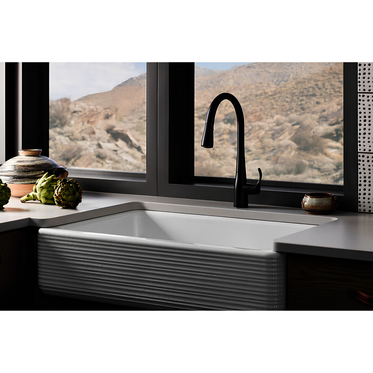 KOHLER SIMPLICE PULL-DOWN KITCHEN MIXER 406MM MATTE BLACK