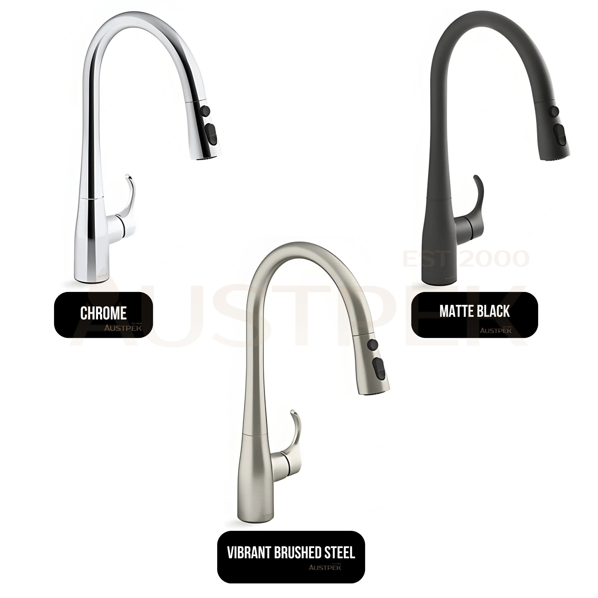 KOHLER SIMPLICE PULL-DOWN KITCHEN MIXER 406MM MATTE BLACK