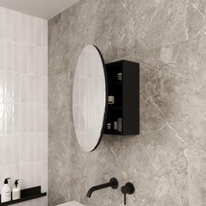 THERMOGROUP ABLAZE ROUND MIRROR CABINET BLACK 600MM