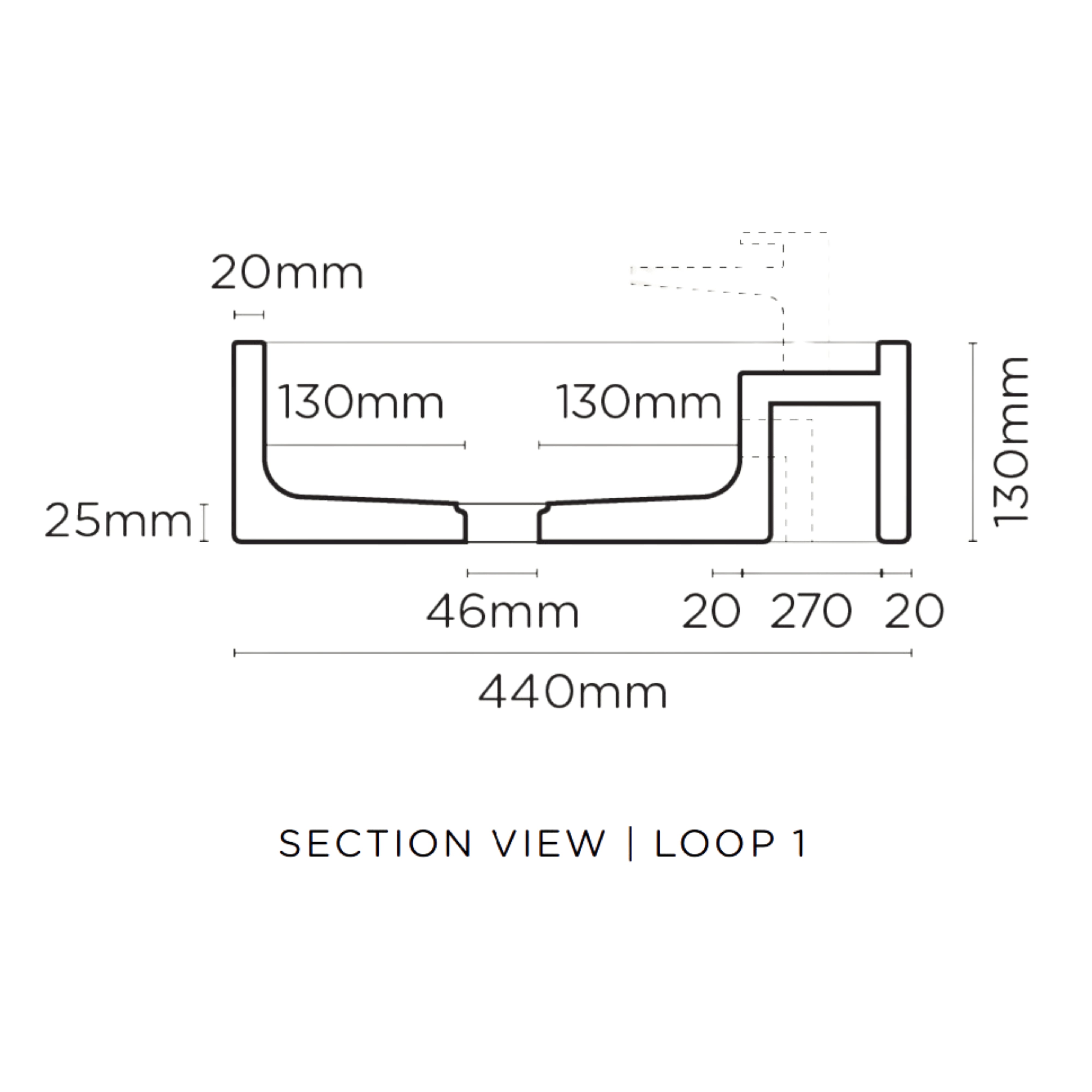 NOOD CO LOOP 01 ABOVE COUNTER / WALL HUNG BASIN MINT 440MM