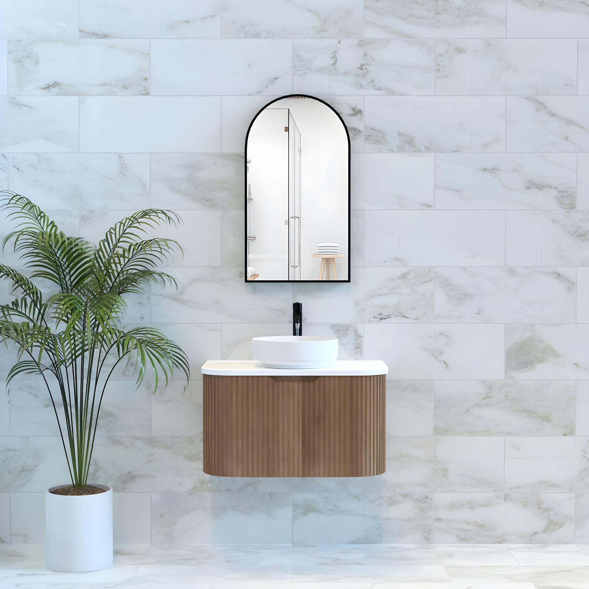 RIVA BERGEN SOLID TIMBER 750MM SINGLE BOWL WALL HUNG VANITY