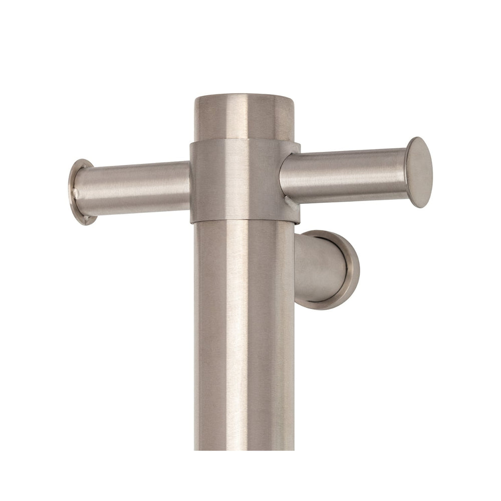 THERMOGROUP ROUND NON-HEATED VERTICAL SINGLE TOWEL RAIL BRUSHED STAINLESS STEEL 142MM