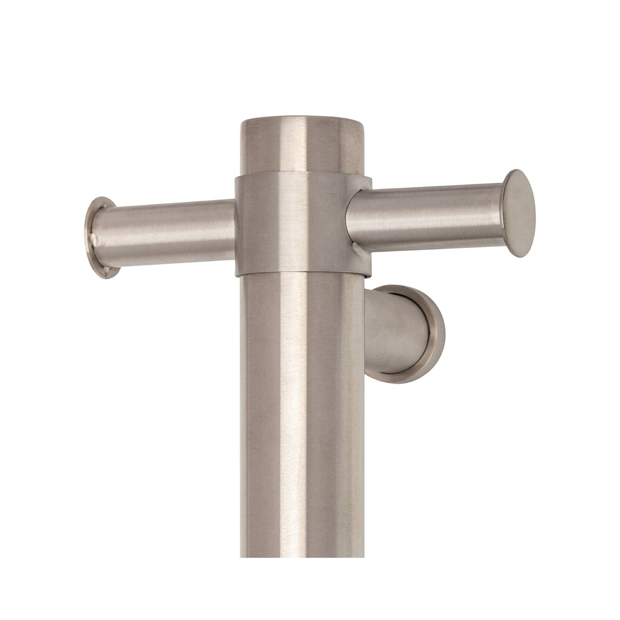 THERMOGROUP ROUND NON-HEATED VERTICAL SINGLE TOWEL RAIL BRUSHED STAINLESS STEEL 142MM