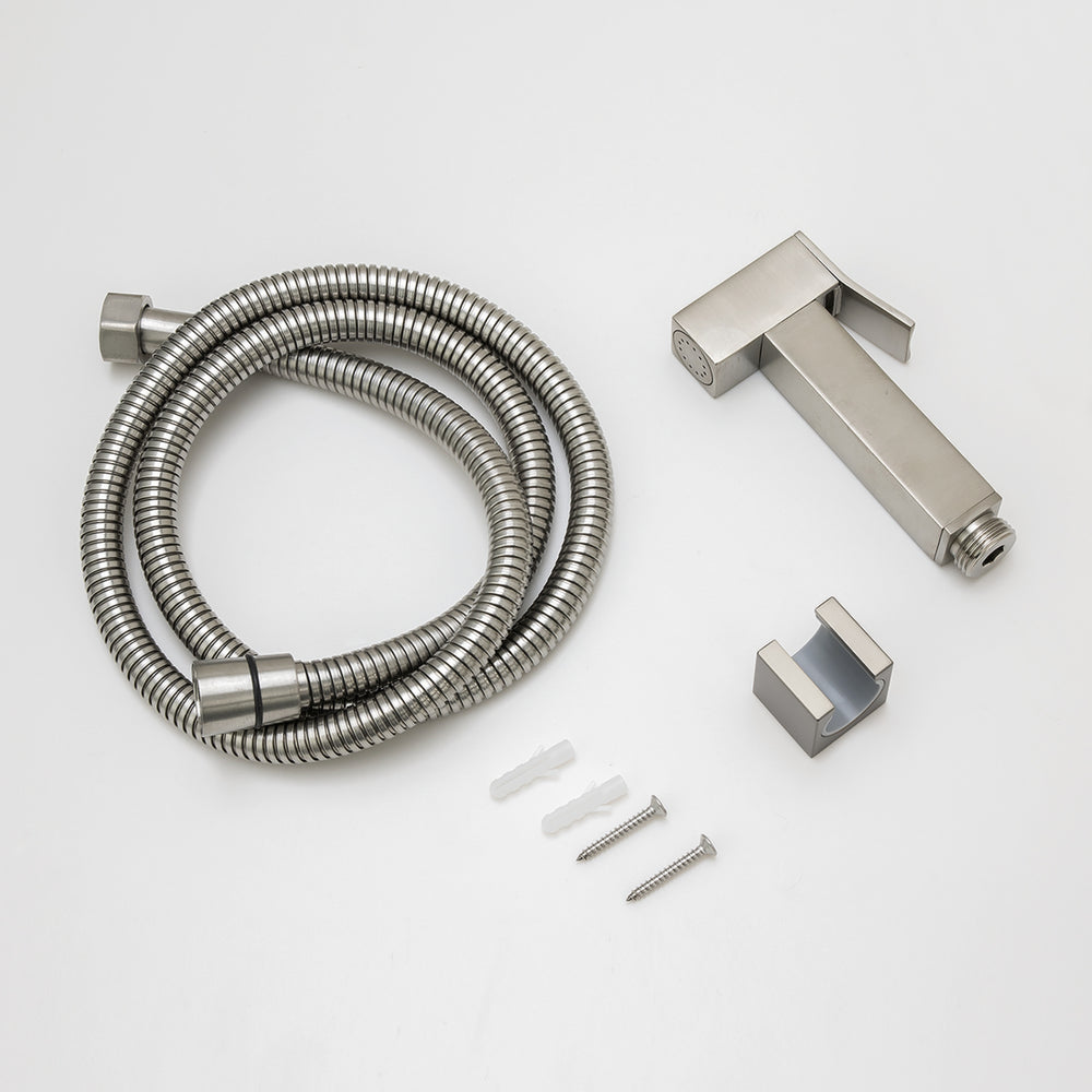 AQUAPERLA TOILET BIDET SPRAY KIT BRUSHED NICKEL 111MM