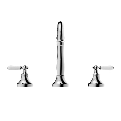 NERO YORK THREE PIECE BASIN SET WITH WHITE PORCELAIN LEVER CHROME