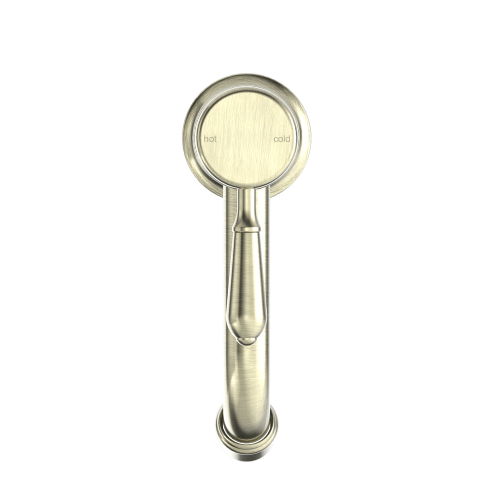 NERO YORK STRAIGHT BASIN MIXER WITH METAL LEVER  170MM AGED BRASS