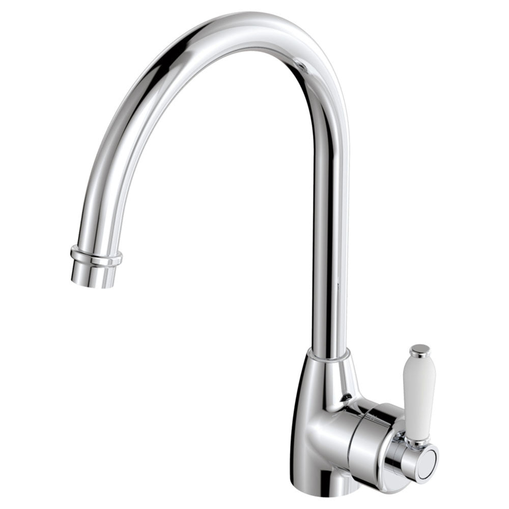 FIENZA ELEANOR GOOSENECK SINK MIXER 338MM CERAMIC HANDLE CHROME