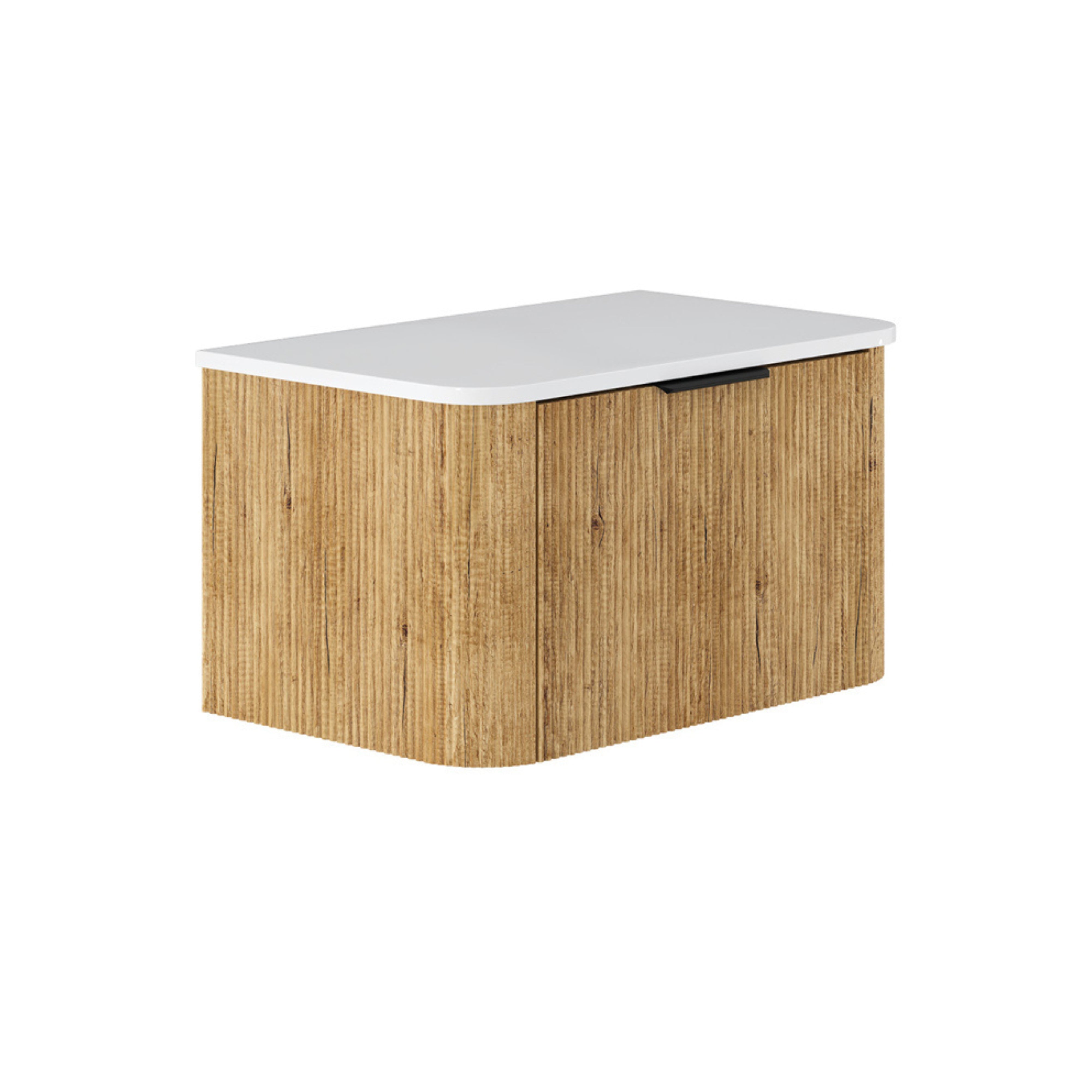 FIENZA MINKA SCANDI OAK FLUTED 750MM CURVE SINGLE BOWL WALL HUNG VANITY