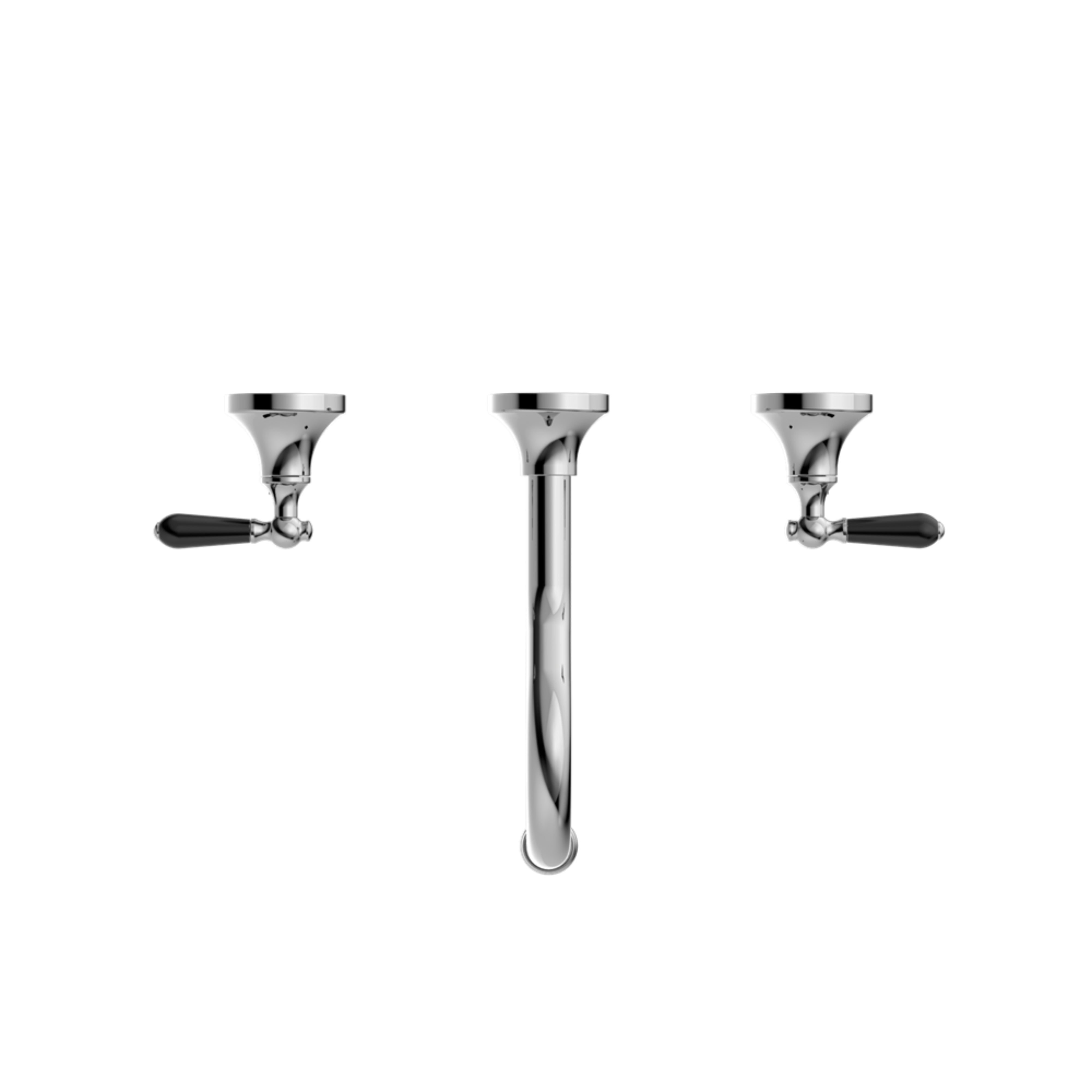 NERO YORK THREE PIECE BASIN SET WITH BLACK PORCELAIN LEVER CHROME