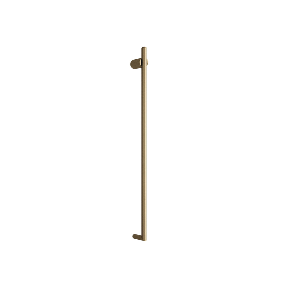THERMOGROUP SLIMLINE ROUND VERTICAL HEATED SINGLE TOWEL RAIL BRUSHED BRASS 900MM