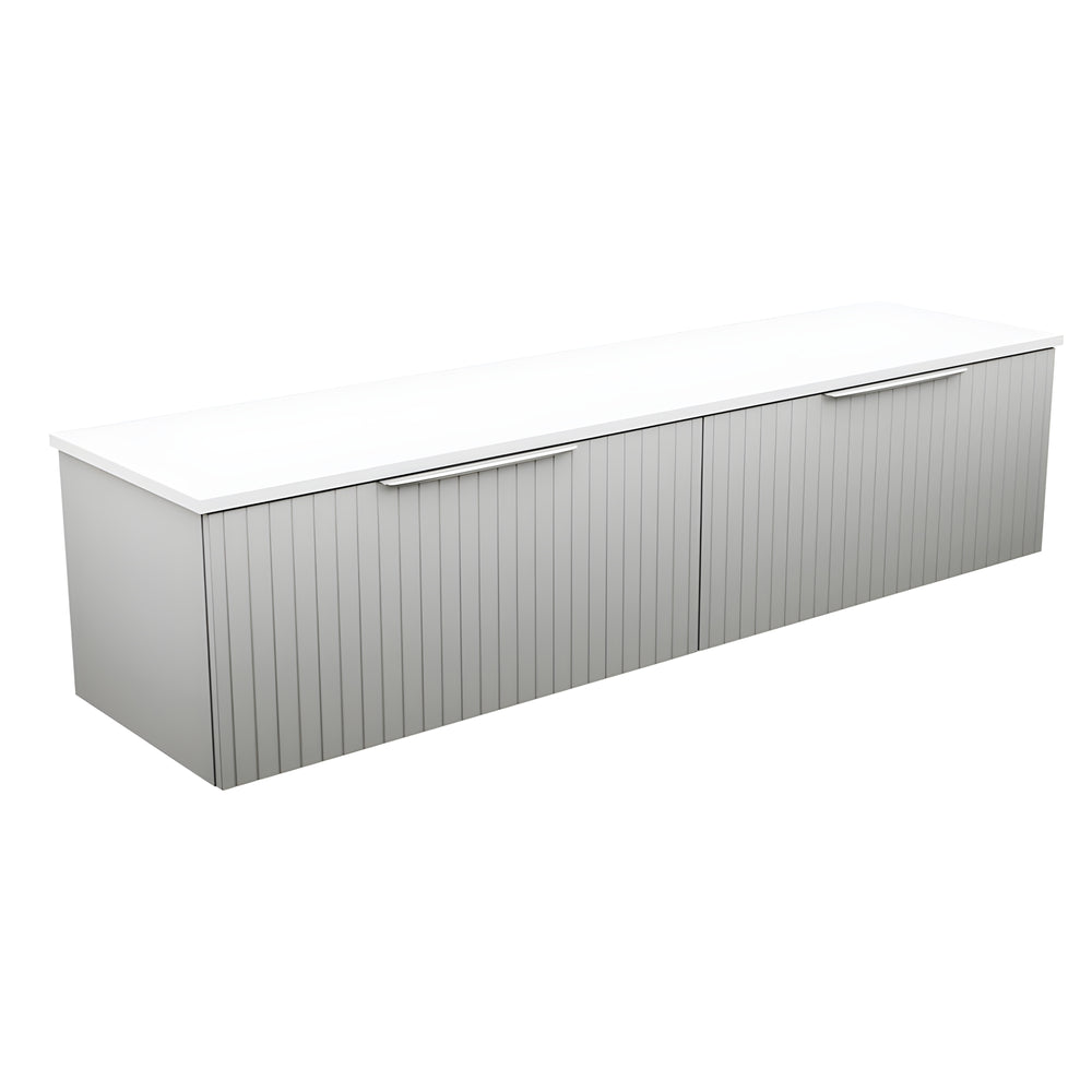 FIENZA BAYVIEW STONE GREY MATTE 1800MM DOUBLE BOWL WALL HUNG VANITY