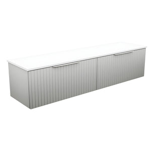 FIENZA BAYVIEW STONE GREY MATTE 1800MM DOUBLE BOWL WALL HUNG VANITY
