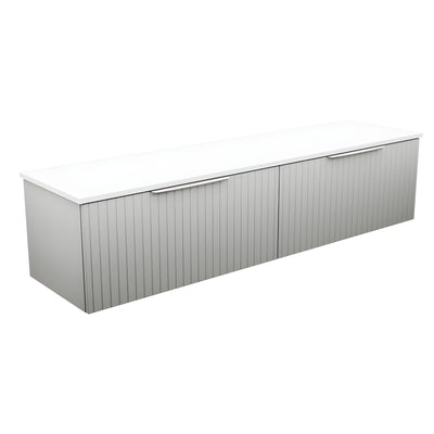FIENZA BAYVIEW STONE GREY MATTE 1800MM DOUBLE BOWL WALL HUNG VANITY