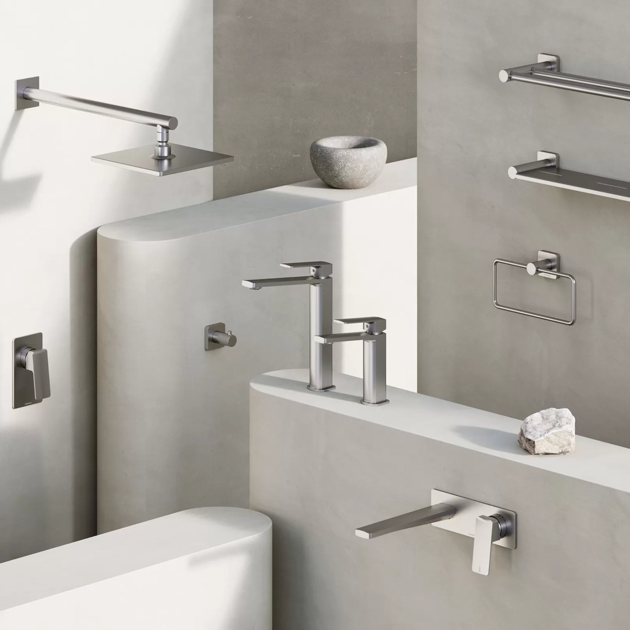 PHOENIX ENVIRO316 LEAD FREE SHOWER ARM AND ROSE 501MM STAINLESS STEEL