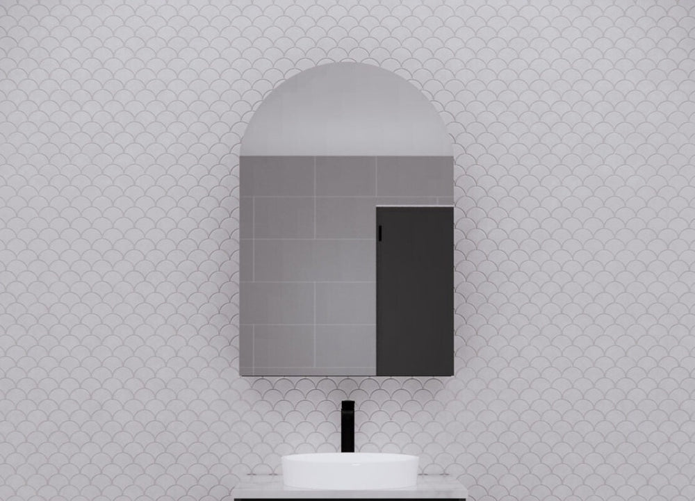 RIVA LONDON MATTE BLACK SHAVING CABINET 600X870MM