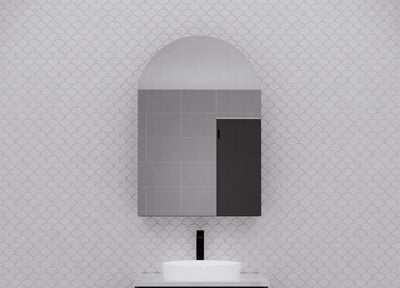 RIVA LONDON MATTE BLACK SHAVING CABINET 600X870MM