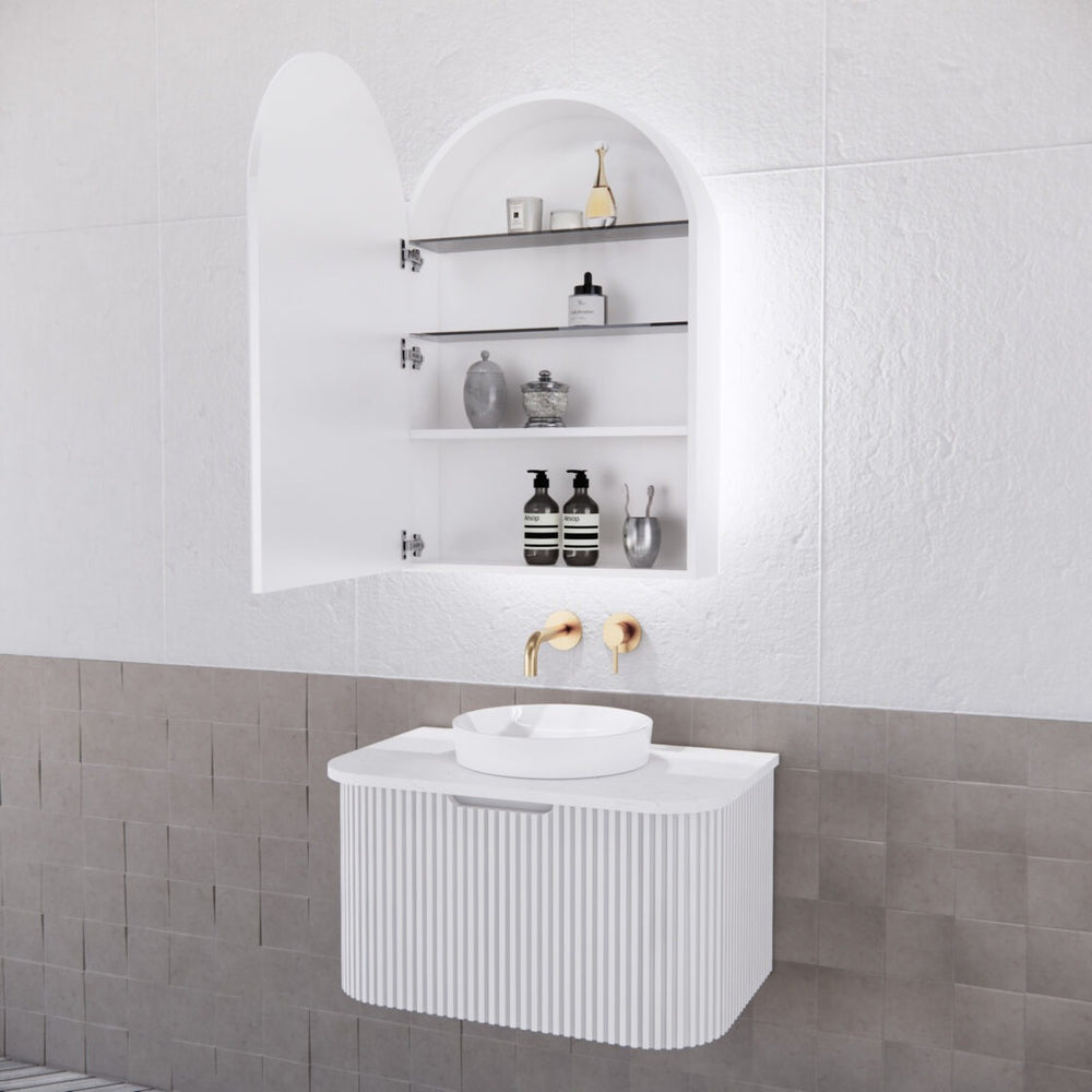 RIVA PARIS MATTE WHITE LED SHAVING CABINET 600X870MM