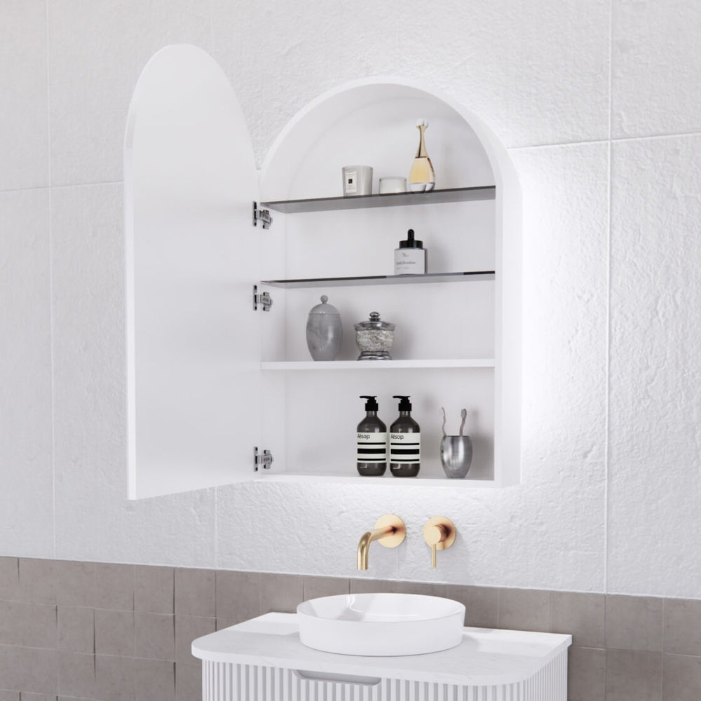 RIVA PARIS MATTE WHITE LED SHAVING CABINET 600X870MM