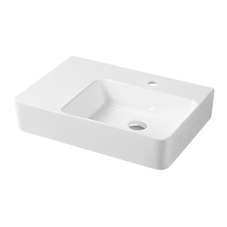 INSPIRE SQUARE RIGHT HAND BOWL WALL HUNG BASIN GLOSS WHITE 605MM
