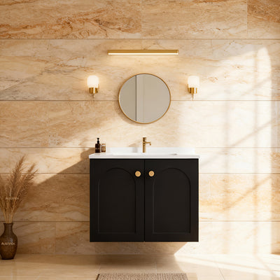 LUKKA CHESTER FEDERATION MATTE BLACK 600MM SINGLE BOWL WALL HUNG VANITY