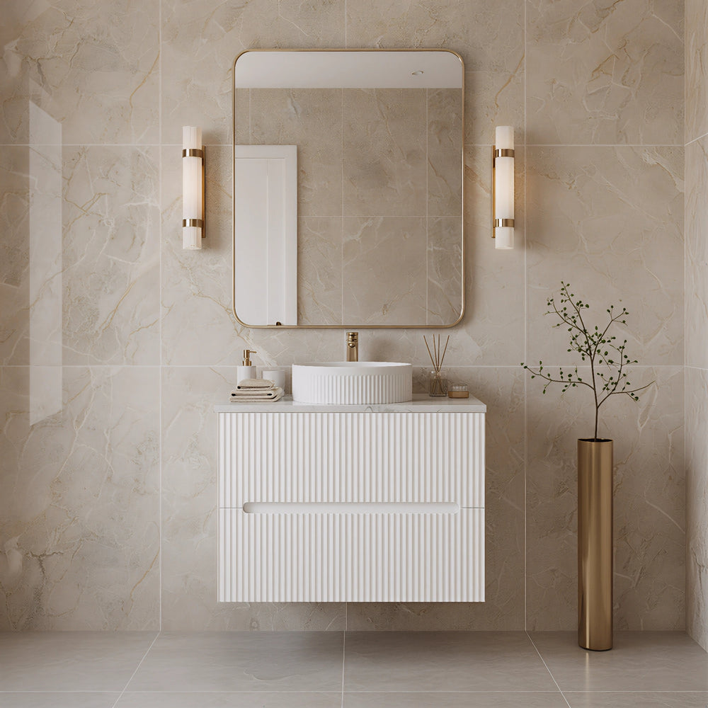 LUKKA CABARITA MODERN MATTE WHITE 600MM SINGLE BOWL WALL HUNG VANITY