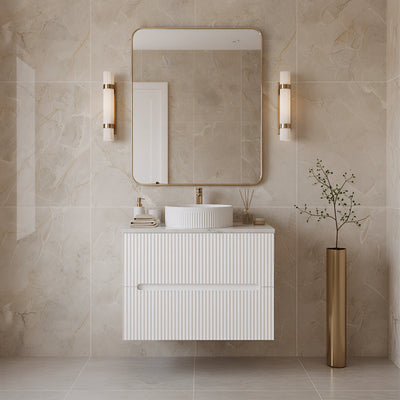 LUKKA CABARITA MATTE WHITE 600MM SINGLE BOWL WALL HUNG VANITY